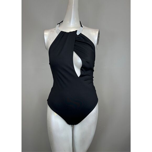 SIMKHAI Bindi Pearl Draped One-Piece Swimsuit XS $345 - Picture 5 of 11
